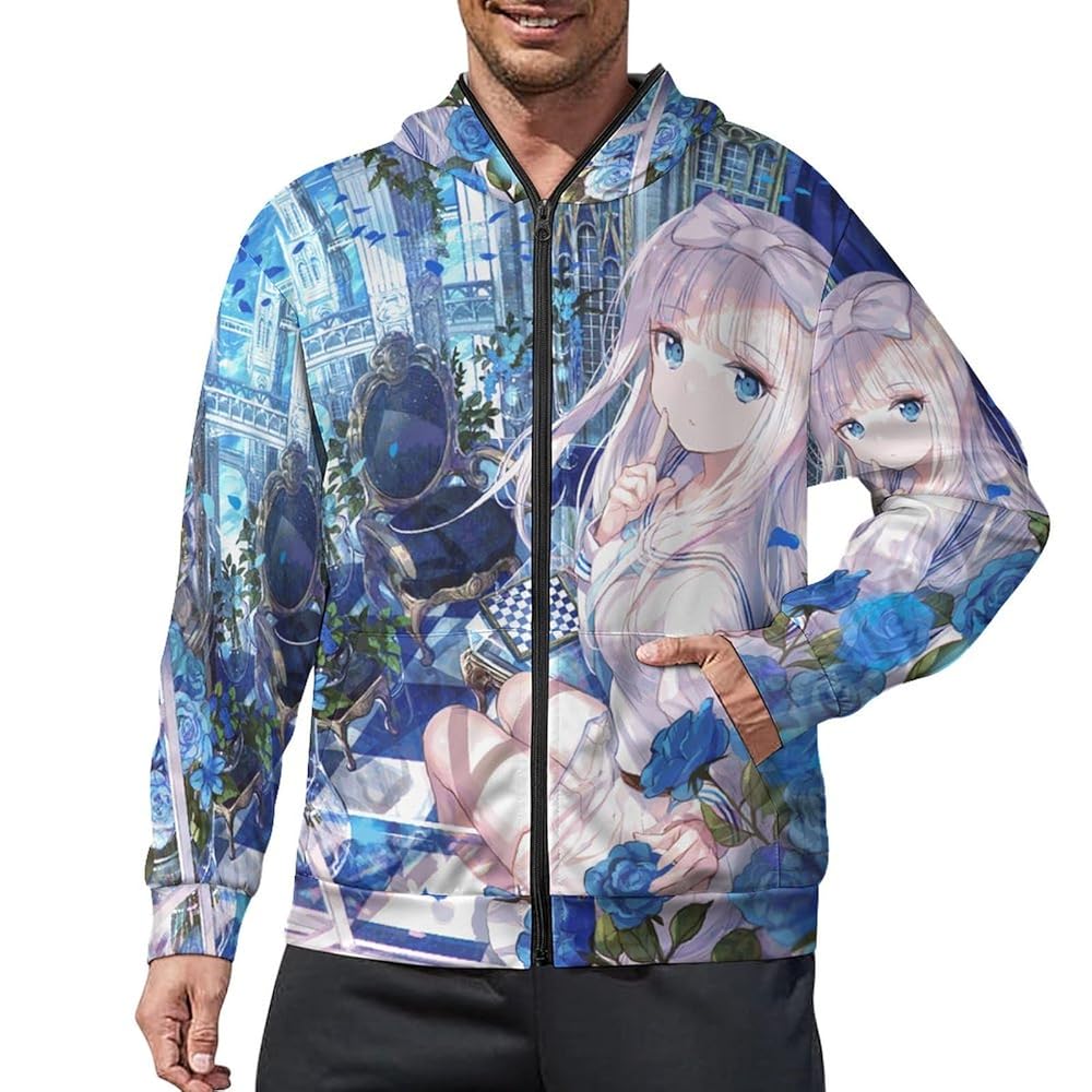 アニメキャラクター プリント パーカー 水色　レフレム アニメキャラクター プリント パーカー 水色 レフレム
